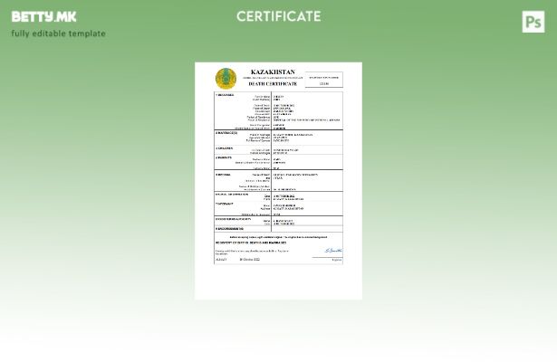 модерен стил Казахстан извод на смрт Шаблон Word и PDF шаблон
